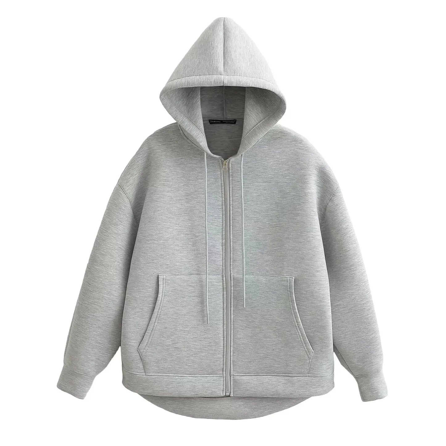 HH 2025 Casual Women's Soild Zipper Hoodie Long Sleeve Big Pocket Zipper Jacket With Hood Female Loose Outerwear Coat Tops