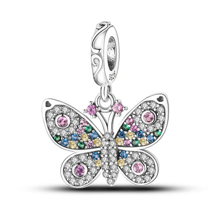 925 Sterling Silber Plattierung Bunt Schmetterling Insekt Tier Charms Perlen Funkelnder Zirkon Passend für Qikaola 925 Original Armbänder DIY Schmuck