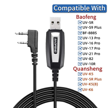 USB-Programmierkabel für Walkie-Talkies – Kompatibel mit Baofeng UV-5R/82/888S/UV-S9PLUS & Quansheng UV-K5/5R Plus