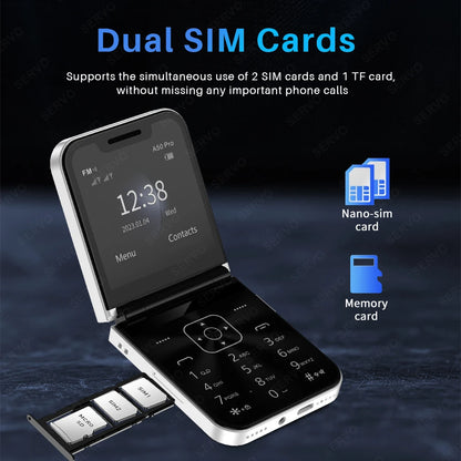 SERVO A50 PRO Klapphandy Dual-SIM Standby Anrufaufzeichnung Kurzwahl Blacklist FM Radio 2G GSM Tastenklapphandys