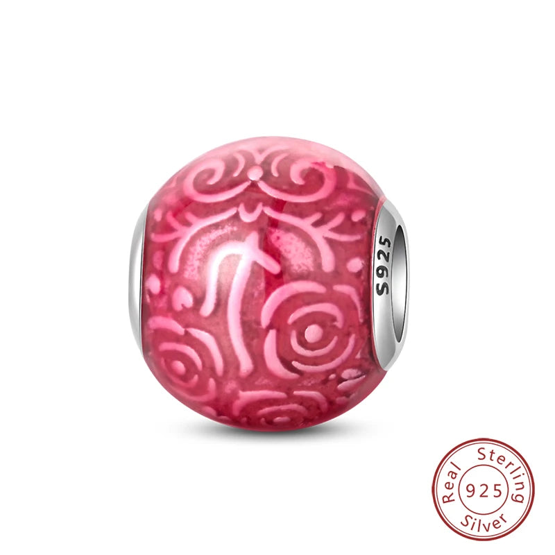 Original 925 Sterling Silber Rote Charm Perlen Rotwein Chili Hantel Anhänger für Frauen Passend für DIY Armband Geburtstag Schmuck Geschenk