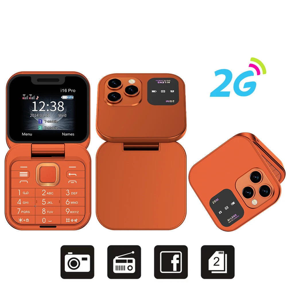 SERVO 2025 New Mini Flip Mobile Phone FM Radio Magic Voice Blacklist Speed Dial Vibration 2SIM Card Small Display Foldable Phone