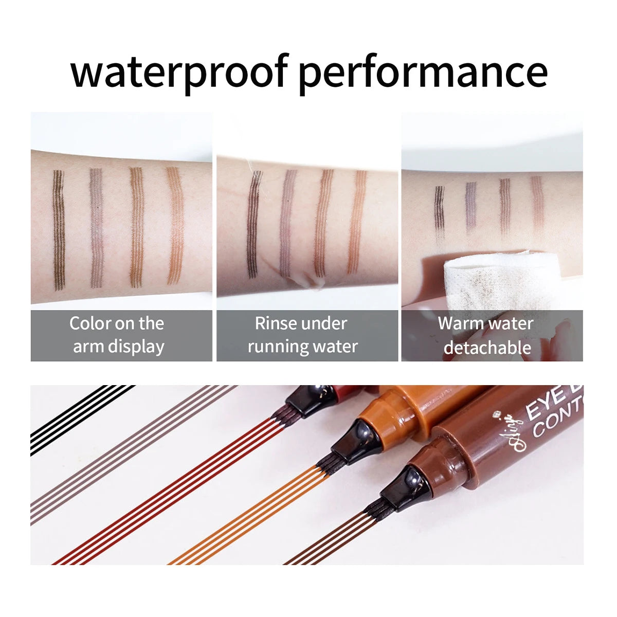 4-Zinken Microblading Augenbrauenstift wasserfester Augenbrauenstift natürliches lang anhaltendes Augenbrauen-Make-up in fünf Farben