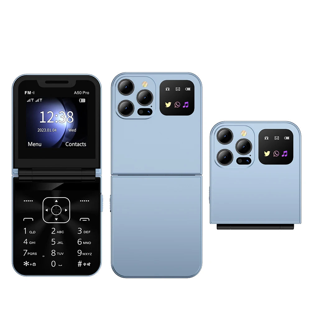 SERVO A50 PRO Klapphandy Dual-SIM Standby Anrufaufzeichnung Kurzwahl Blacklist FM Radio 2G GSM Tastenklapphandys