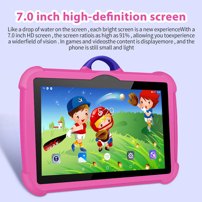 Neues Kinder-Tablet mit Cartoon-Motiv, 7 Zoll, Quad-Core-Prozessor, 4 GB RAM, 64 GB ROM, Android-Betriebssystem, Lernspiele, Geschenkidee für Kinder