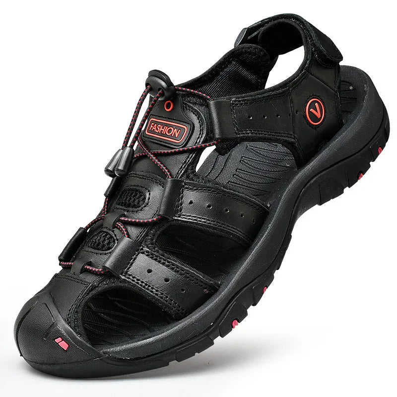 Sommer Herren Sandalen Echtes Leder Herren Freizeitschuhe Outdoor Herren Ledersandalen für Herren Strandschuhe Römerschuhe Plus Size 38-48