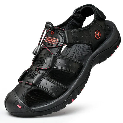 Sommer Herren Sandalen Echtes Leder Herren Freizeitschuhe Outdoor Herren Ledersandalen für Herren Strandschuhe Römerschuhe Plus Size 38-48