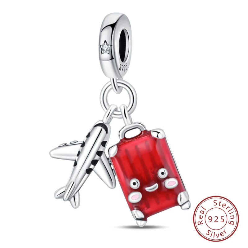 Original 925 Sterling Silber Rote Charm Perlen Rotwein Chili Hantel Anhänger für Frauen Passend für DIY Armband Geburtstag Schmuck Geschenk