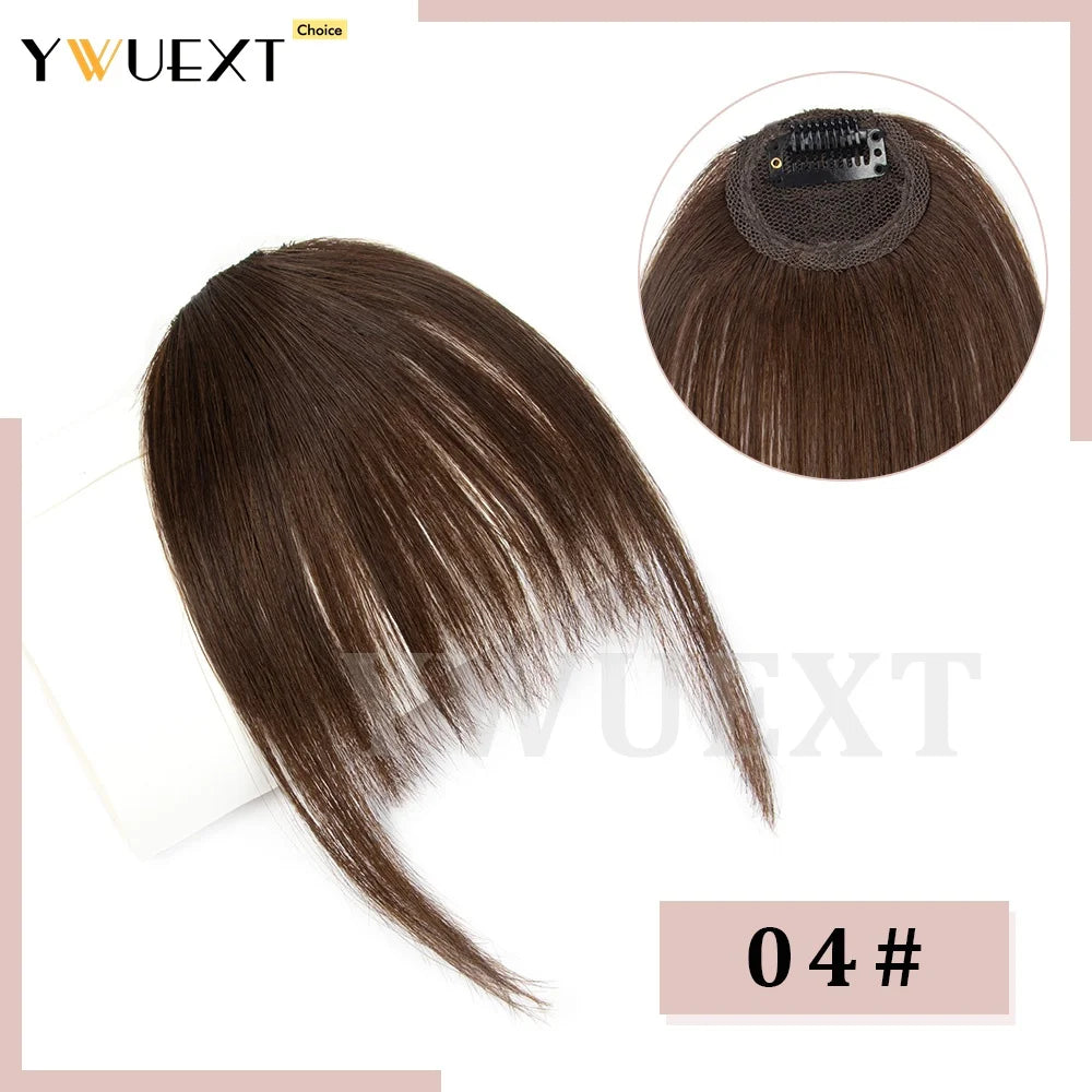 Clip In Human Hair Bangs Straight Hair Piece Machine Remy French Bangs for Women Easy to Wear and Remove Hairpiece Thin Hair