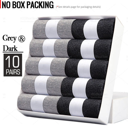 HSS 5/10 Pairs Men's Cotton Blend Socks Black Business Men Socks Soft Breathable Summer Winter for Male Socks Plus Size (6.5-14)