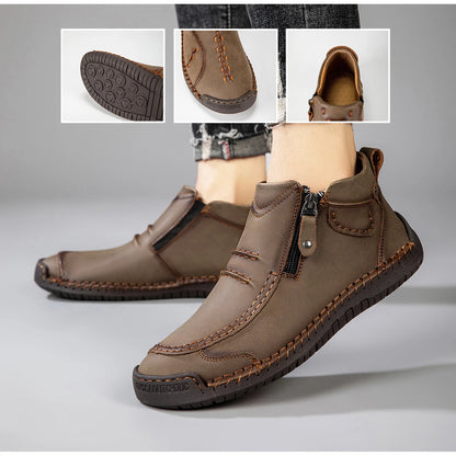 Neue Herbst Handgefertigte Leder Herrenstiefel Outdoor Design Sneaker Herren Atmungsaktive Freizeitschuhe Leder Herren Knöchelstiefel Herbst Übergröße