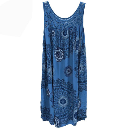 Damenbekleidung Sommer ärmelloses Camisole-Kleid Spitzenprint ärmelloses großes Schaukelkleid lockeres sexy Kleid langer Rock Übergröße
