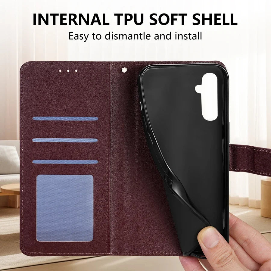 Magnetische Flip-Lederhülle mit Kartenfach für Samsung Galaxy A05s A06 A07 A12 A13 A14 A15 A16 A17 A24 A26 A34 A35 A36 A52 A53 A54 A55 A56