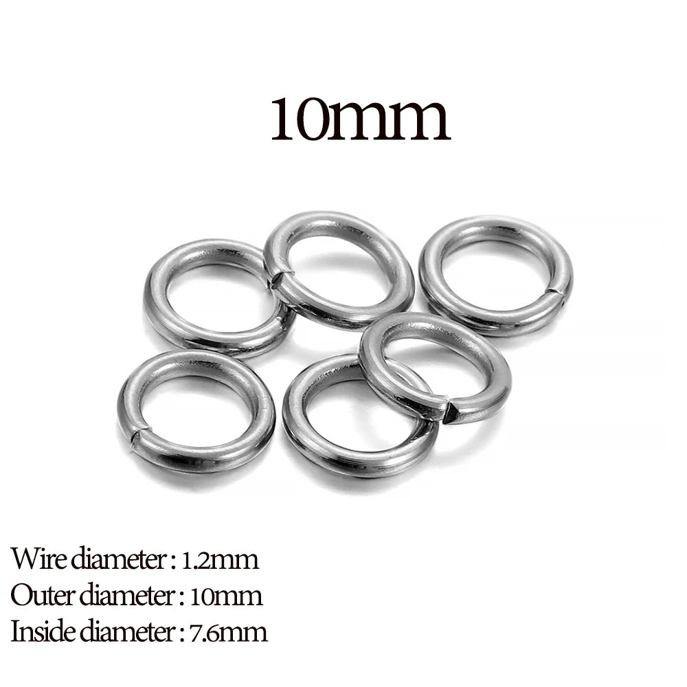 200 Stück 3-10mm Edelstahl Biegeringe Offene Einzelösen Jump Rings Verbinder für DIY Schmuckherstellung Zubehör