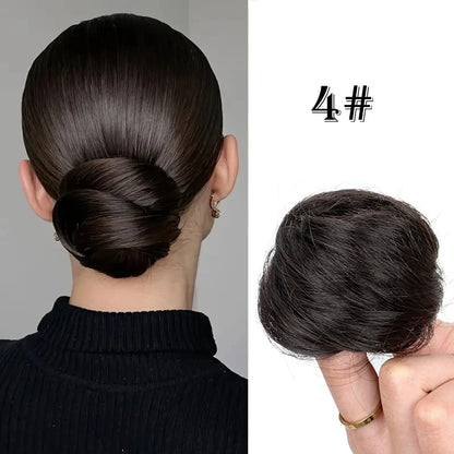 Synthetic Messy Bun Hair Piece Chignon Extension Mini Rubber Band Hair Bun Scrunchies Donut Hair Accessory Easy to Wear
