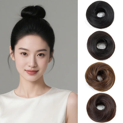 Synthetic Messy Bun Hair Piece Chignon Extension Mini Rubber Band Hair Bun Scrunchies Donut Hair Accessory Easy to Wear