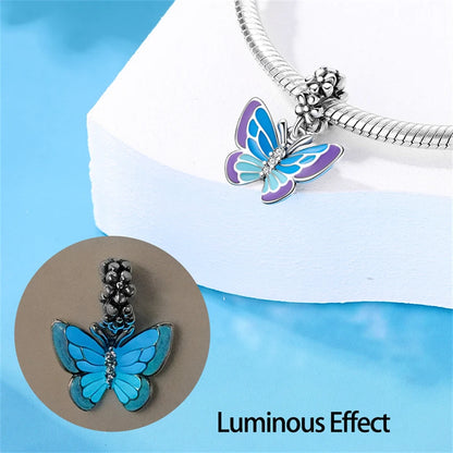 925 Sterling Silber Plattierung Bunt Schmetterling Insekt Tier Charms Perlen Funkelnder Zirkon Passend für Qikaola 925 Original Armbänder DIY Schmuck