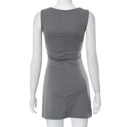 Damenkleid Ärmellos Strick Schmal A-Linie Weiblich Rundhals Ärmellos Minikleider Etui 2024 Sommer Kleidung Streetwear Y2K Qtraf2411
