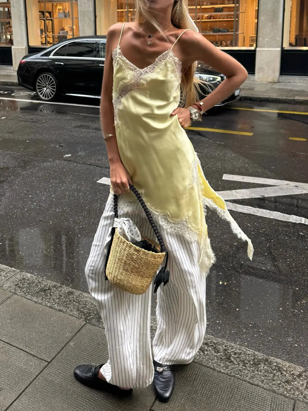 Tossy Sexy Lace Halter Dresses Female Backless Patchwork V-Neck Summer 2025 New Slim Party Dress Women Spaghetti Bodycon Dress
