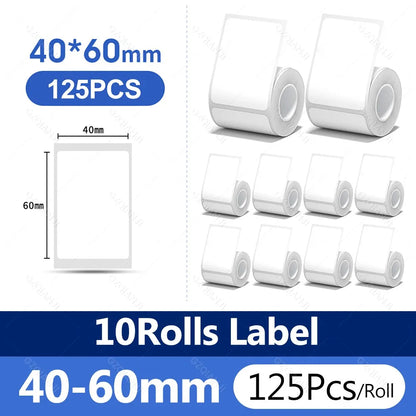 3/5/10 NiiMBOT White Label Papier wasserdichte selbstklebende Rollen für B1 B21 Mini Etikettendrucker Preisschild Büromarker UV-Druck