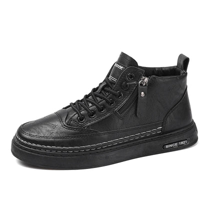 Herrenstiefel Herbst und Winter warme Plüsch-Outdoor-Freizeitstiefel Workwear-Stiefel modische vielseitige Komfort-Lederstiefel mit weicher Sohle