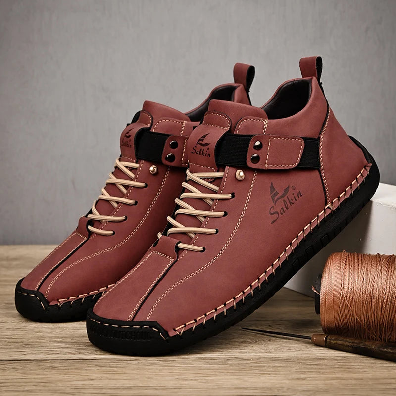 Neue handgemachte Leder-Freizeitschuhe für Herren 2025 Design Sneakers Herren atmungsaktive Lederschuhe Herren Stiefeletten Outdoor