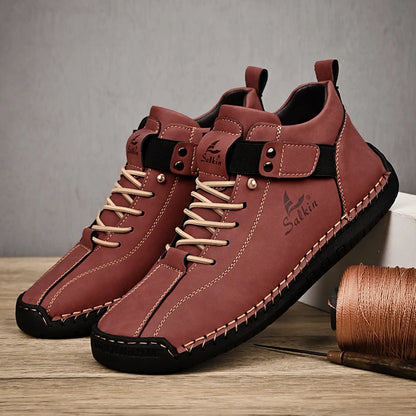 Neue handgemachte Leder-Freizeitschuhe für Herren 2025 Design Sneakers Herren atmungsaktive Lederschuhe Herren Stiefeletten Outdoor