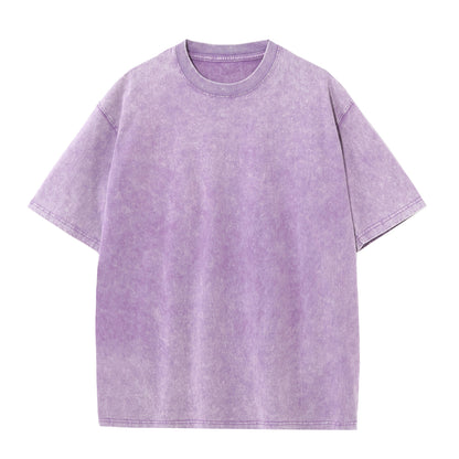 Men's summer pure cotton distressed retro drop shoulder T-shirt solid color loose casual breathable men's casual T-shirt tops