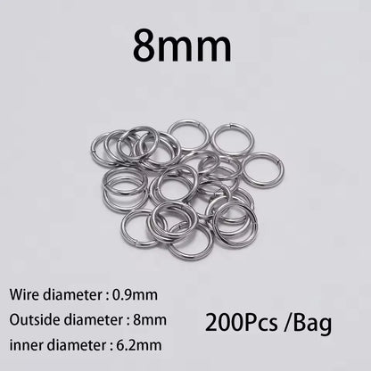 200 Stück 3-10mm Edelstahl Biegeringe Offene Einzelösen Jump Rings Verbinder für DIY Schmuckherstellung Zubehör