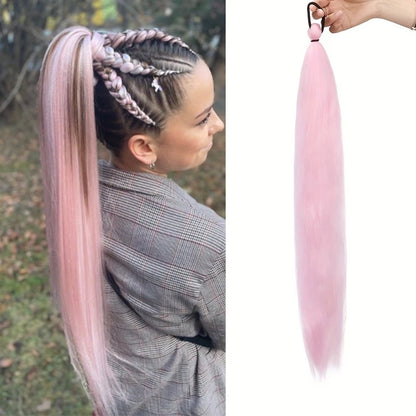 Synthetic 26Inch Long Straight Ponytail Elastic Hair Colorful Braiding Ponytail Hair Extensions Hair Accessories for Women
