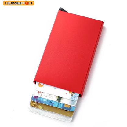 HOMEFISH Smart Wallet Card Holder Metal Thin Men Women Wallets Pop Up Minimalist Wallet Small Black Purse Vallet Walets for Men