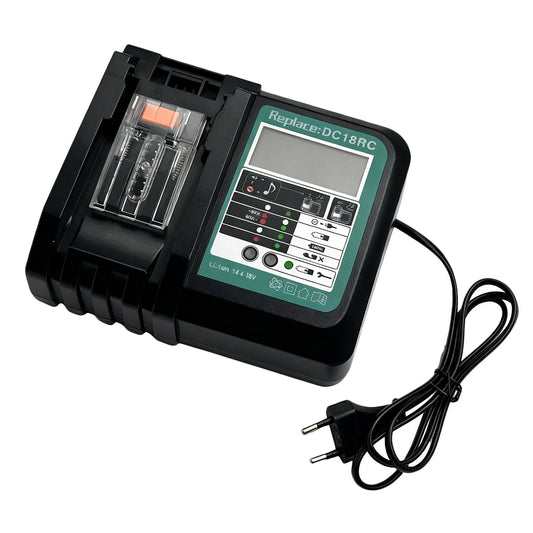 Ersatz für Makita 14.4V - 18V Schnellladegerät DC18RC für Makita Li-Ionen-Akku BL1860 BL1850 3.0 A mit LED-Anzeige