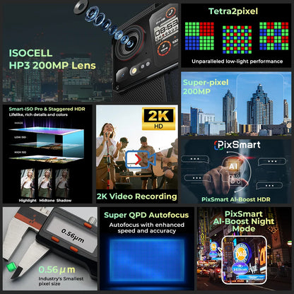 HOTWAV Cyber 15 Rugged Smartphones G99 Gaming Phones 200MP Outdoor Shooting Cellphones On Sale 6.6'' FHD+ 120Hz 12GB 256GB