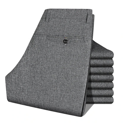 2026 Mens Trousers Dress Straight Pants Spring Summer Male Work Suit Pants Husband Father Black Grey Formal Pants