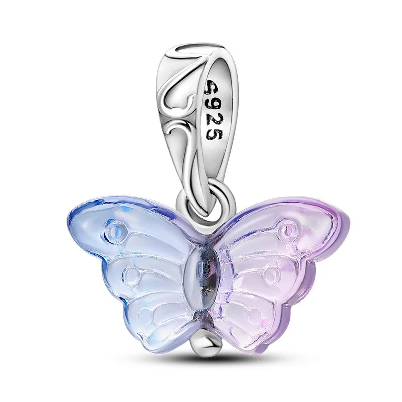925 Sterling Silber Plattierung Bunt Schmetterling Insekt Tier Charms Perlen Funkelnder Zirkon Passend für Qikaola 925 Original Armbänder DIY Schmuck