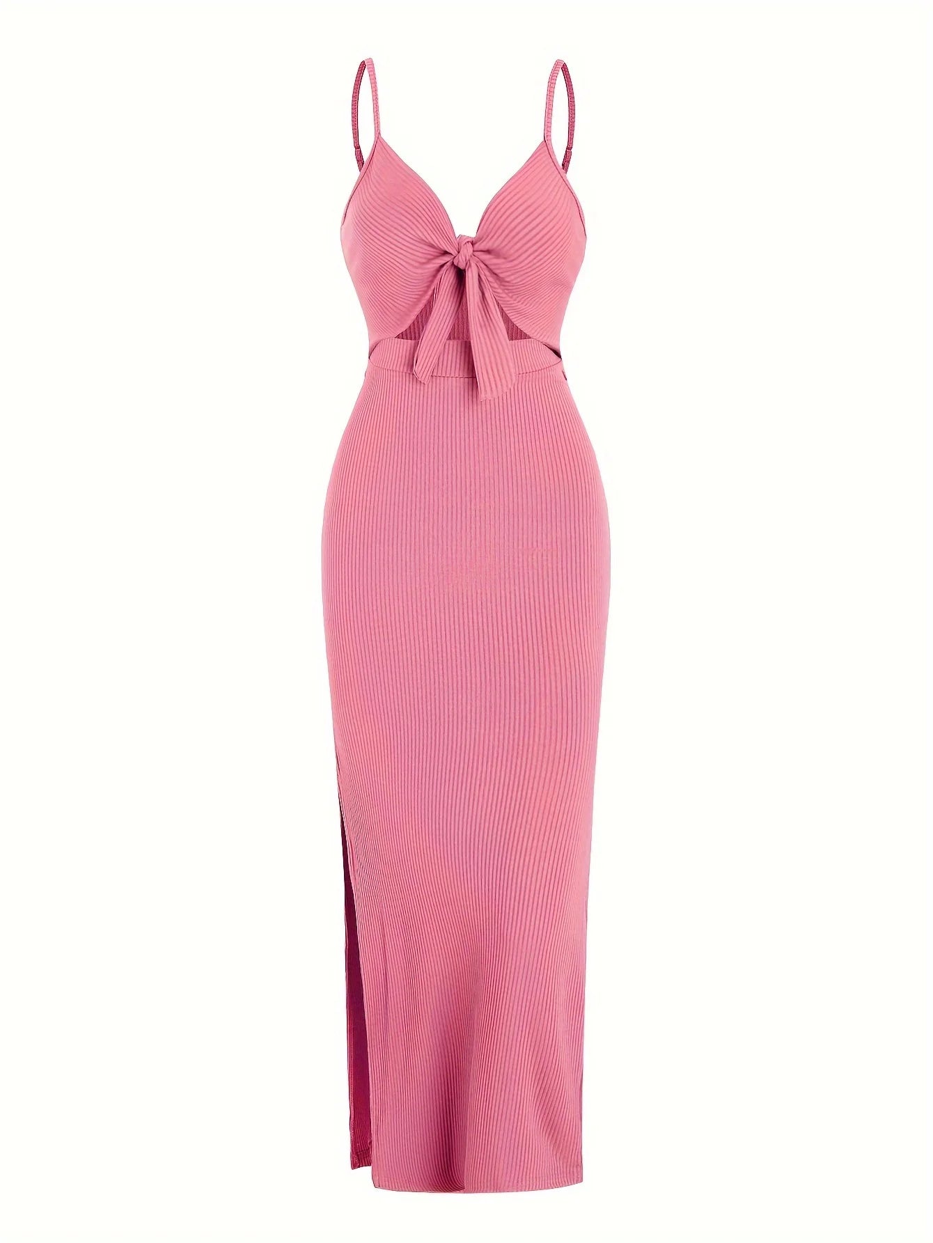 Frühling und Sommer Europa und Amerika Strickkleid einfach ärmellos Hosenträgerkleid mit freiem Rücken und sexy langem Rock mit Nacken.
