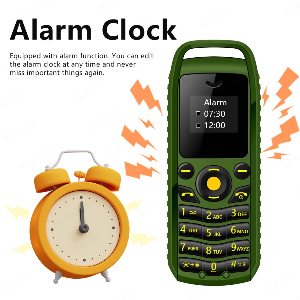 SERVO B25 Tasten-Minihandy 2 SIM Bluetooth Wähltelefon im Taschenformat strahlungsarm Blacklist-Alarm kleines Mobiltelefon für den Sport