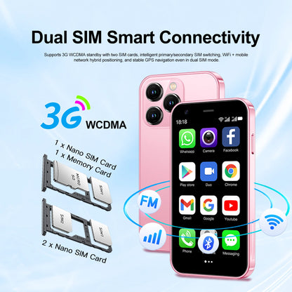 SERVO Mini Smartphone 3,0" Display 2GB+16GB 3G WCDMA Gesichtserkennung WiFi GPS Play Store Android Smartphone Dual-SIM Standby