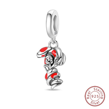 Original 925 Sterling Silber Rote Charm Perlen Rotwein Chili Hantel Anhänger für Frauen Passend für DIY Armband Geburtstag Schmuck Geschenk