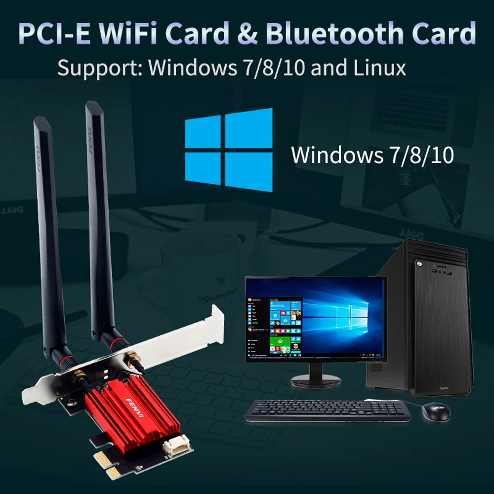 FENVI WiFi 5 PCIE WLAN Adapter AC1200 Wireless Netzwerkkarte Dual Band 2.4G/5GHz 802.11AC mit Bluetooth 4.0 für Desktop Windows 10/11