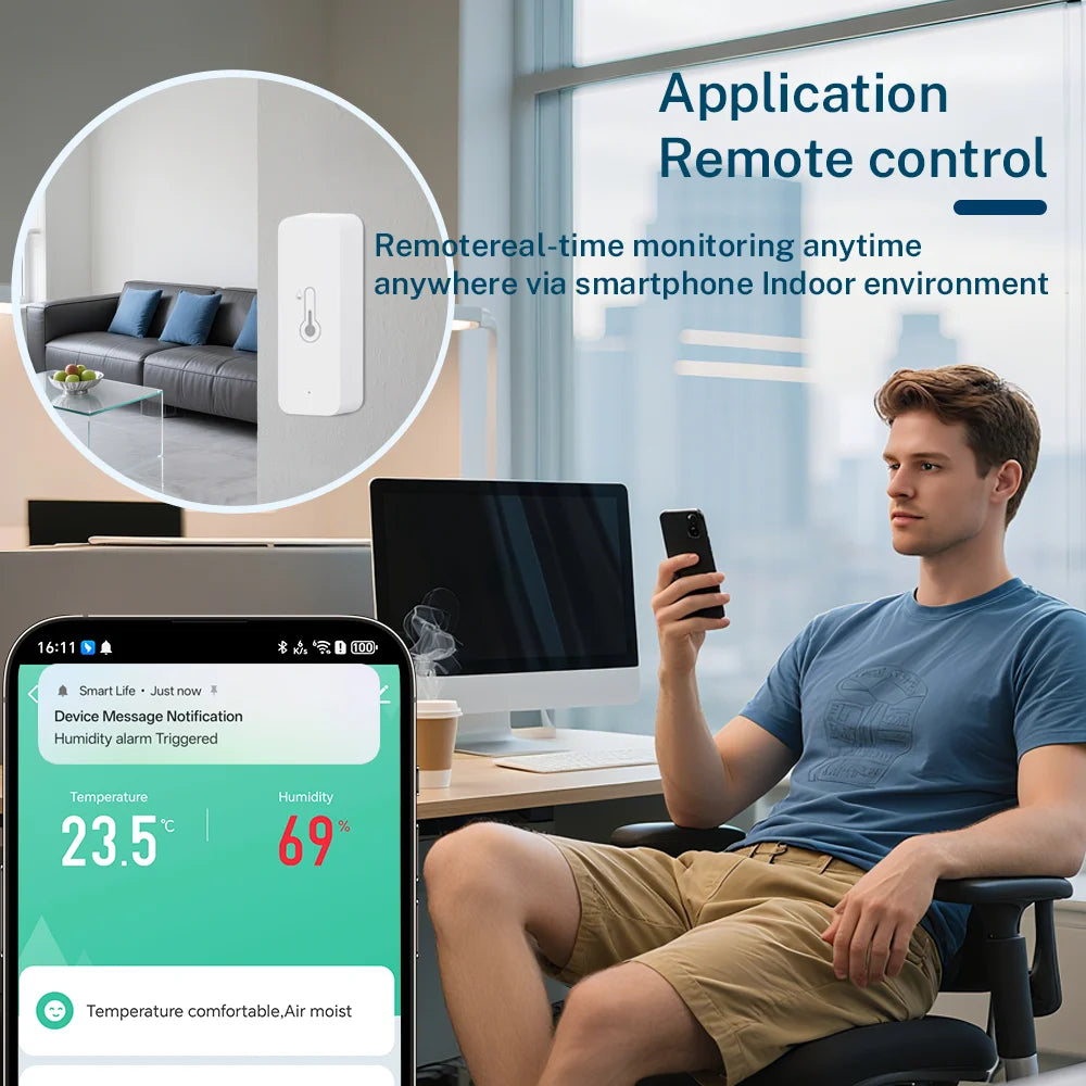 Tuya WLAN Temperatur-Feuchtigkeitssensor für Smart Home 2ER-PACK RightSitu APP Fernbedienung funktioniert mit SmartLife Yandex Alexa