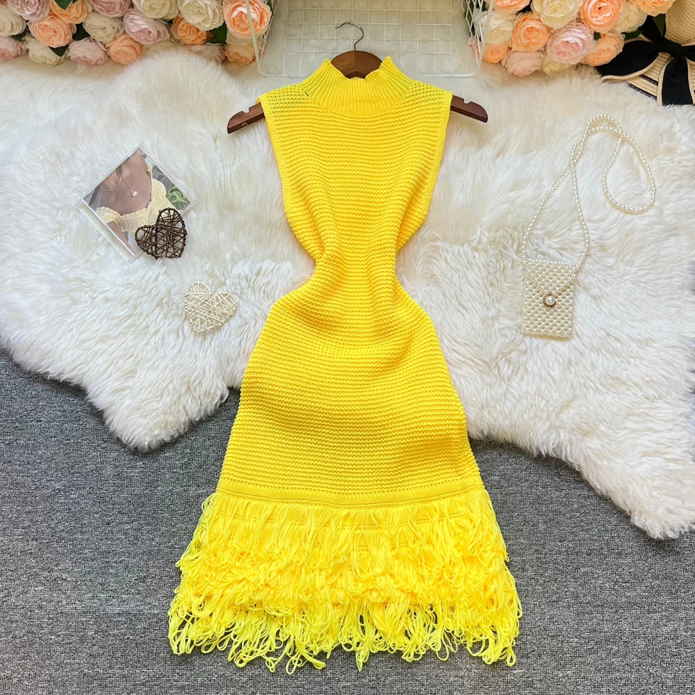 YuooMuoo Damenkleid 2026 Neue Sommermode Sexy durchbrochene Nähte ärmelloses Bodycon Partykleid Koreanische Damen Strand Vestidos