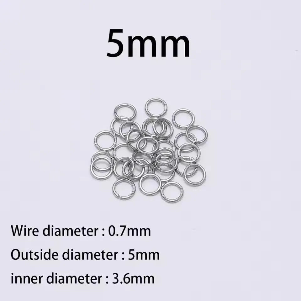 200 Stück 3-10mm Edelstahl Biegeringe Offene Einzelösen Jump Rings Verbinder für DIY Schmuckherstellung Zubehör