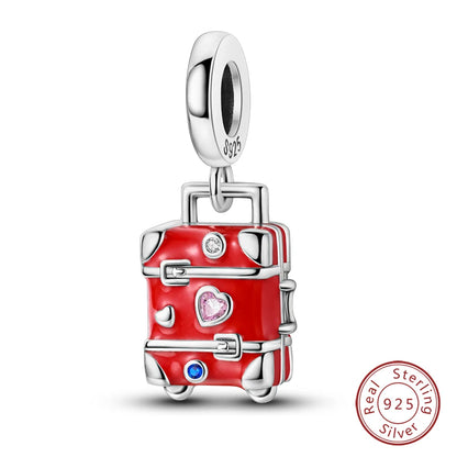 Original 925 Sterling Silber Rote Charm Perlen Rotwein Chili Hantel Anhänger für Frauen Passend für DIY Armband Geburtstag Schmuck Geschenk