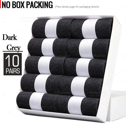HSS 5/10 Pairs Men's Cotton Blend Socks Black Business Men Socks Soft Breathable Summer Winter for Male Socks Plus Size (6.5-14)
