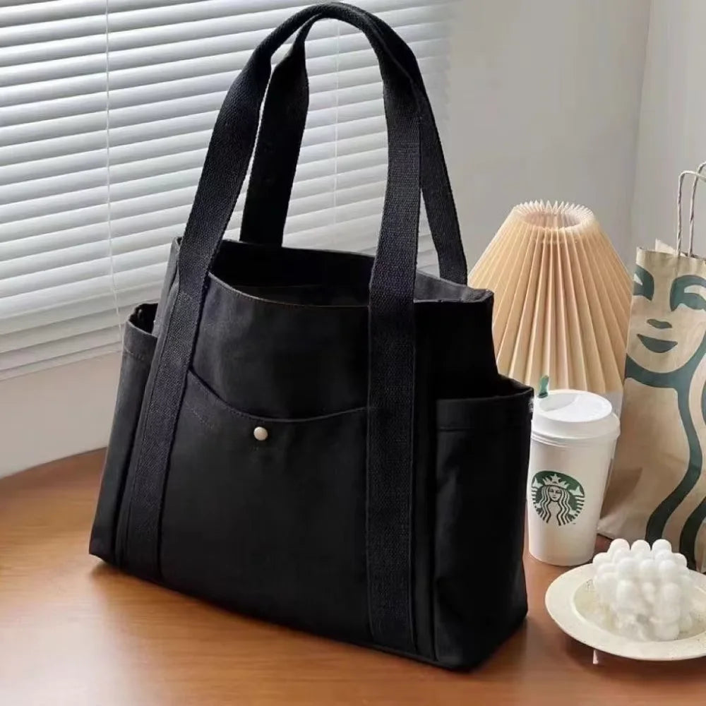 Large Capacity Canvas Tote Bags for Work Commuting Carrying Bag College Style Student Outfit Book Shoulder Bag Shopping Bag