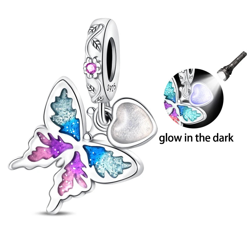 925 Sterling Silber Plattierung Bunt Schmetterling Insekt Tier Charms Perlen Funkelnder Zirkon Passend für Qikaola 925 Original Armbänder DIY Schmuck
