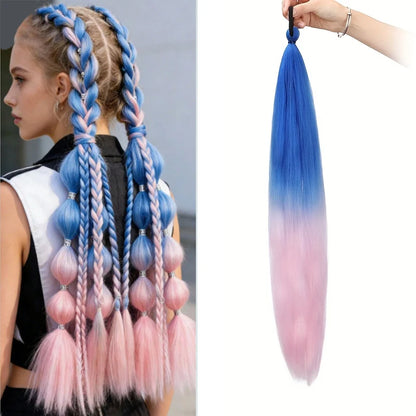 Synthetic 26Inch Long Straight Ponytail Elastic Hair Colorful Braiding Ponytail Hair Extensions Hair Accessories for Women