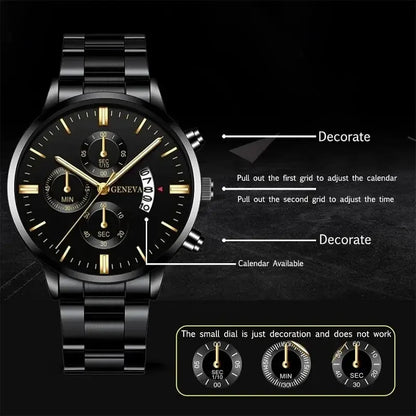 Mode Herren Edelstahl Uhr Luxus Kalender Quarz Armbanduhr Herren Business Uhren für Männer Uhr Montre Homme