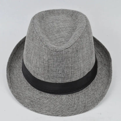 Men's Fashion Top Hat Cotton Linen Solid Jazz Hat Men's English Gentleman Hat Versatile Casual Sunshade Four Seasons Hats Gifts